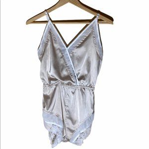 Dance Costume Tan White Silk Lace Romper AM